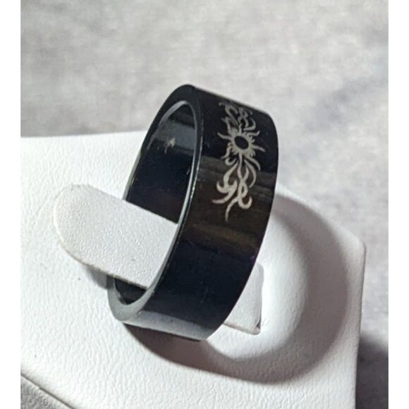 Black Stainless Steel Tribal Sun Design 316L Ring Size 10 1/2 - Picture 11 of 16